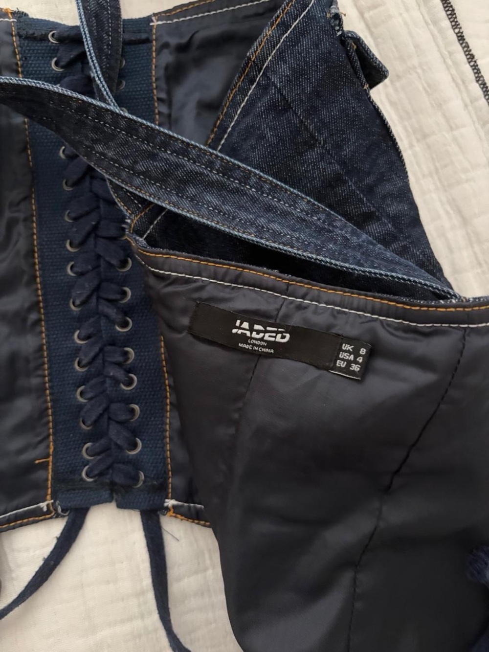 Jaded London Dark Blue Lace-Up Denim Corset Top - Picture 4 of 4